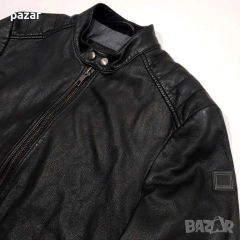HUGO BOSS Оригинално Кожено Мъжко Яке Две Тънки Драскотини на Гърба 48 М, снимка 3 - Якета - 54888456
