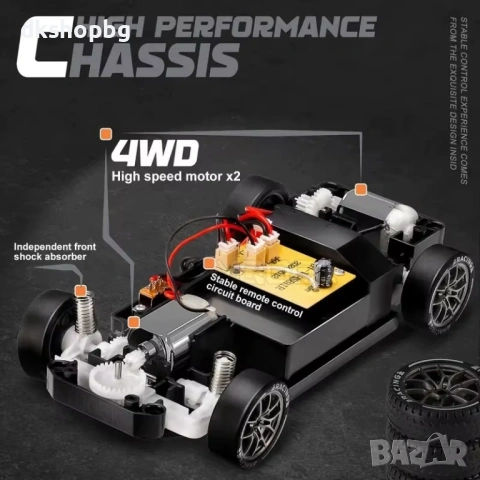 4652 RC Porsche Drift Master: 4х4 Дрифт количка с акумулаторна батерия и състезателен сет, снимка 2 - Коли, камиони, мотори, писти - 54445321