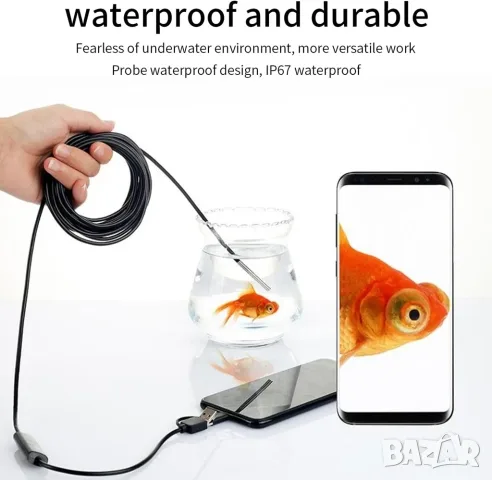 Водоустойчива Ендоскопска Камера 1Tech AN98 (5.5mm, 3.5m кабел) – USB / MicroUSB, снимка 8 - Камери - 18902355