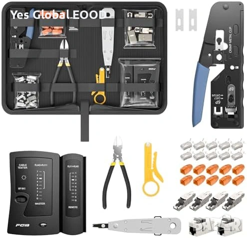 Мрежов комплект FGB кримп клещи тестер RJ45