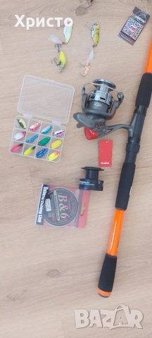 Оферта! Нов спининг к-т от телескопична въдица с макара влакно , клатушки, цикади и воблери., снимка 2 - Макари - 54023583