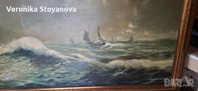 Картина масло"Бурно море", снимка 3 - Картини - 54016735