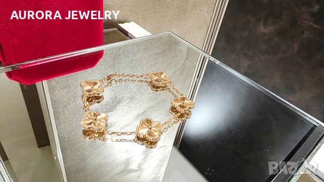 Van Cleef & Arpels VCA 5 Motifs Rose Gold Clear Vintage Alhambra Дамска Гривна, снимка 2 - Гривни - 54062297