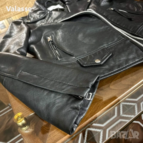 Естествена кожа байкър яке XS Mango в отлично състояние, снимка 3 - Якета - 54683517