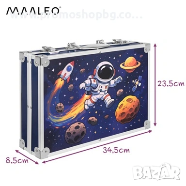 Комплект за рисуване в куфар Maaleo с астронавт от 145 части, снимка 4 - Ученически пособия, канцеларски материали - 55079685