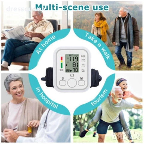 4492 Електронен апарат за кръвно налягане с XL маншет LCD екран и индикатор за сърдечен ритъм, снимка 6 - Други - 54066623