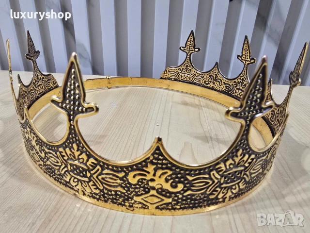 ПРОМО! Царска, кралска корона изработена от метал с регулируем механизъм, снимка 2 - Подаръци за сватба - 55086740