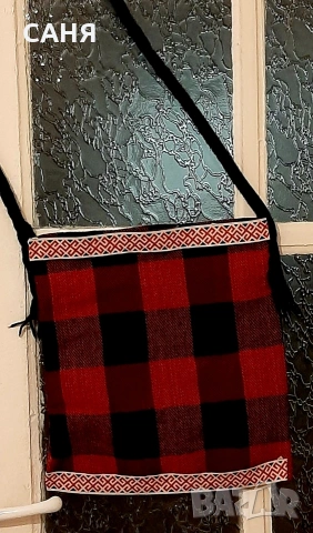 Нова торбичка от автентичен, ръчно тъкан плат,с дълга дръжка, снимка 3 - Декорация за дома - 53116484