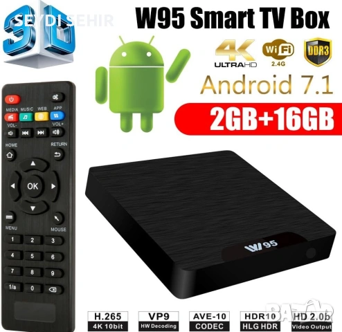 W95 Android 7.1, 2 GB RAM 16 GB ROM Amlogic Quad Core 2.4 G WIFI 4 K HD VP9 HEVC