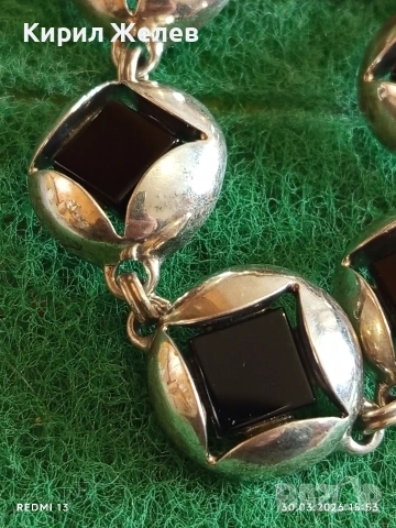 Модерна дамска сребърна гривна с черен ОНИКС уникално красива 52714, снимка 3 - Гривни - 54028129