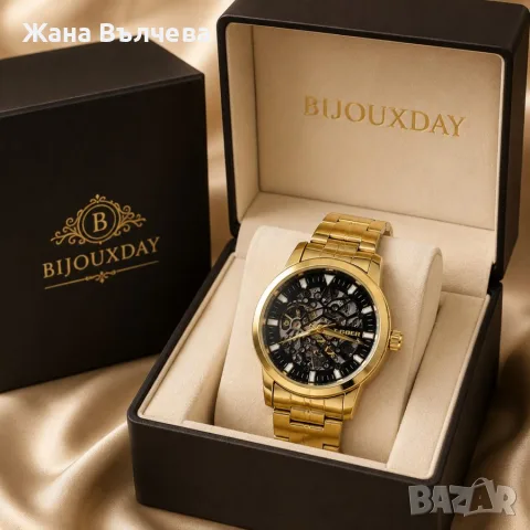 Мъжки автоматичен часовник T-GOER Full Gold Skeleton