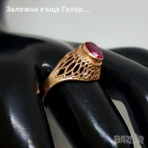 Винтидж златен пръстен – съветско злато, 583, 3,53г, снимка 7 - Пръстени - 54215305