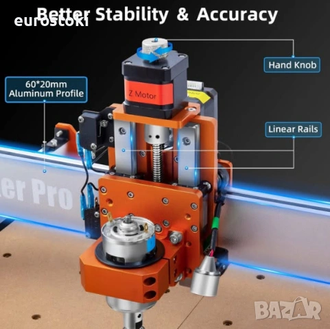 CNC фреза FoxAlien Masuter Pro 4040, CNC рутер, подобрена 3-осна фреза за дърво, метал, акрил, MDF, снимка 4 - Други машини и части - 54879724