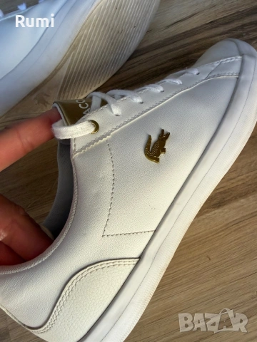 Оригинални бели кожени кецове LACOSTE ! 39,5 н, снимка 8 - Кецове - 54794354