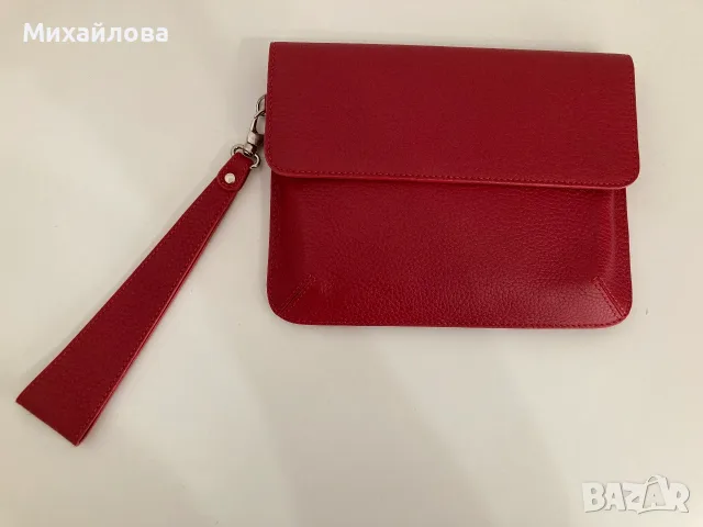Червен клъч, чанта от естествена кожа на PETEK, нова, снимка 4 - Чанти - 55572233
