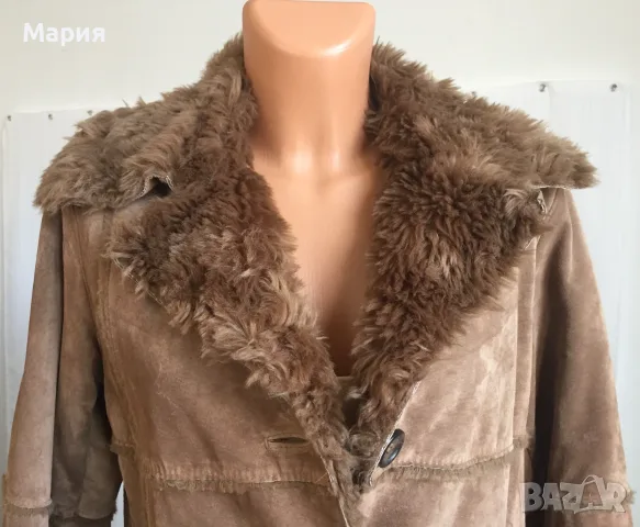 С / М H&M Дамско Палто Естествена Кожа Велур, снимка 4 - Палта, манта - 55675912