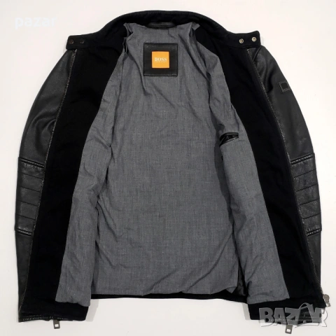 HUGO BOSS Оригинално Кожено Мъжко Яке Две Тънки Драскотини на Гърба 48 М, снимка 8 - Якета - 54888456
