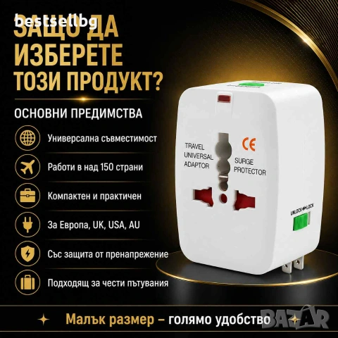 Универсален адаптер за пътуване за Европа Великобритания САЩ и над 150 държави, снимка 4 - Друга електроника - 29243015
