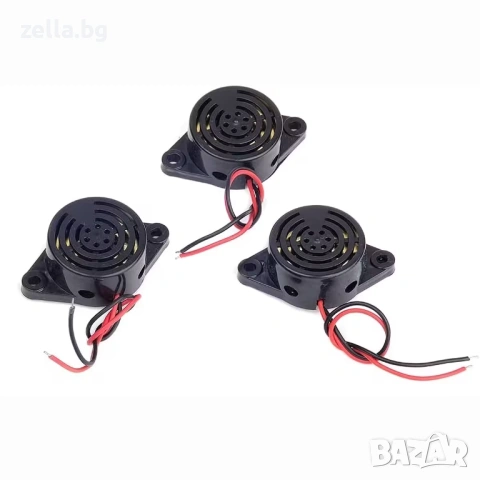 Комплект от 3 активни пиезо зумера 3–24V, 100dB – за Arduino, DIY проекти и алармени системи 10488