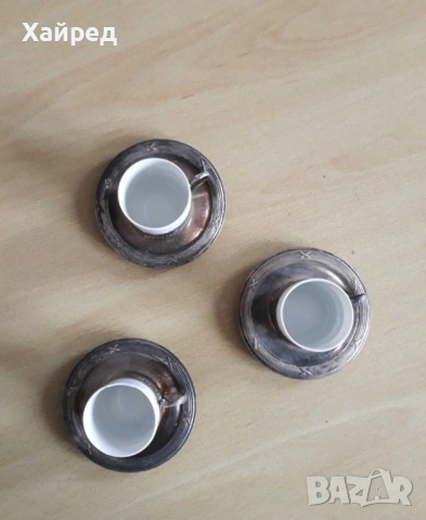 Стар Посребрен сервиз за кафе, снимка 3 - Антикварни и старинни предмети - 54254141