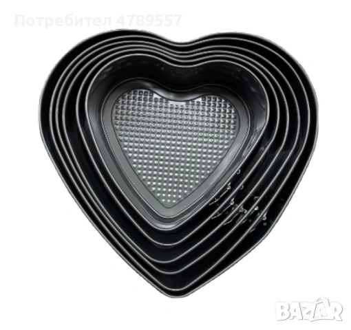 Комплект от 6бр метални форми сърце за торта, снимка 3 - Други - 54366902