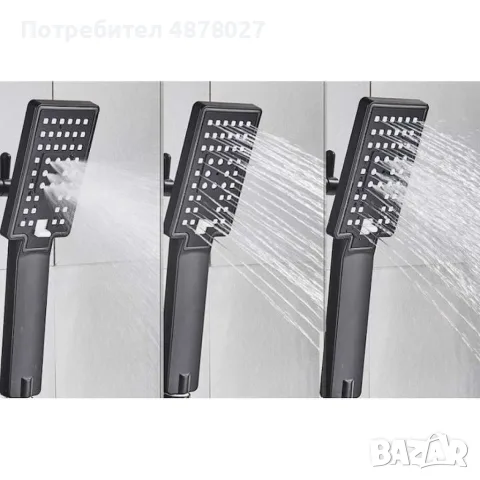 Комплект душ колона, стенен монтаж, двойно управление, керамика, 131-200 мм, черна, снимка 7 - Душове - 55611911