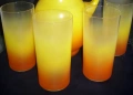 Чаши и кана за фреш от матирано цветно стъкло , снимка 2