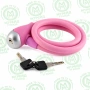 Заключващо устройство за велосипед с ключ WAG PINK 120см/12мм, силиконово покритие, катинар, снимка 2