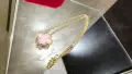 Van Cleef & Arpels VCA Gold Pink Opal Vintage Alhambra Clover Дамско Колие, снимка 5