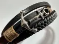 Мъжка гривна Silver Flame с котва – естествена кожа и неръждаема стомана – 21,5 см, снимка 2
