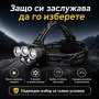 Професионален мощен LED фенер туристически челник за глава лов риболов планинарство преходи каска, снимка 6