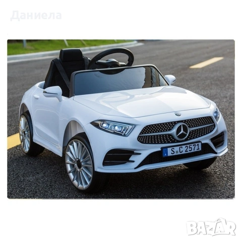 Бяла акумулаторна кола Mercedes Benz CLS350 с кожена седалка 12V, снимка 7 - Детски велосипеди, триколки и коли - 55123593