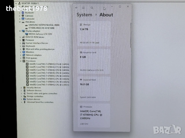 17.3 Predator G9`i7-6700HQ/GTX 1070-8GB/16GB DDR4/256GB SSD+1TB/75Hz FHD IPS, снимка 10 - Лаптопи за игри - 54031382