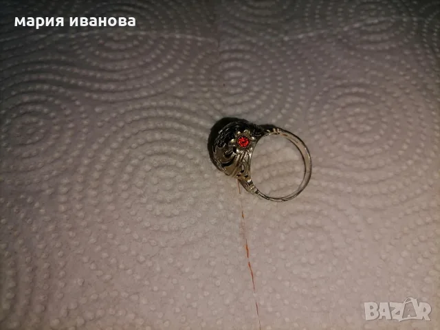 Сребърен мъжки пръстен нар с гранати , снимка 2 - Пръстени - 55344678