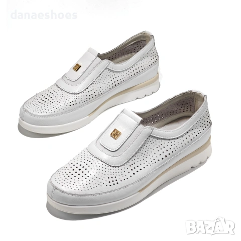 Дамски спортни обувки без връзки от естествена кожа с перфорация , снимка 7 - Дамски ежедневни обувки - 54027273