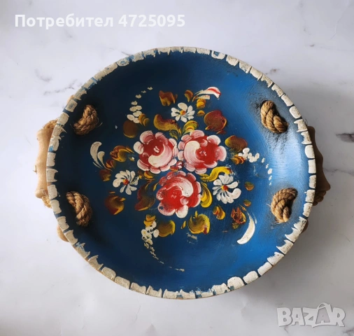 Винтидж дървена чиния или поднос