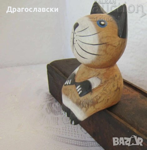 Котки: черно Коте, котка фигура порцелан керамика, фигурка статуетка седнало коте дървено, снимка 15 - Статуетки - 12001324