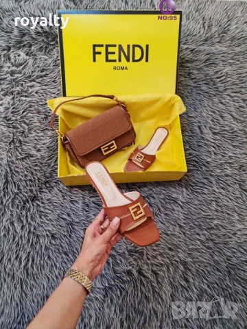 Fendi Нови Стилни Дамски Чехли Различни Цветове , снимка 2 - Чехли - 55125667