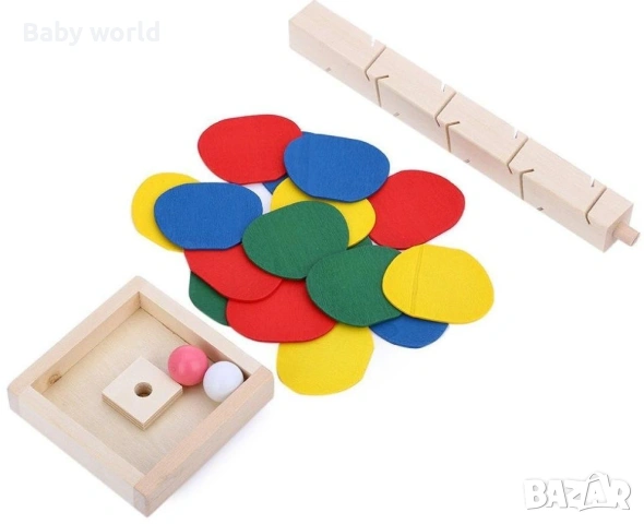 Дървена играчка Smart Baby - Кула с падащи топчета, снимка 2 - Образователни игри - 54792722