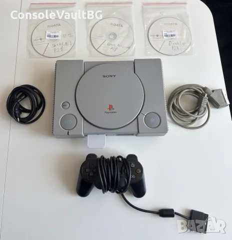 PlayStation 1 с чип + 3 игри