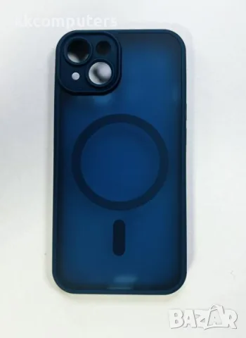 Калъф силикон Matte MagSafe / Тъмносин / за iPhone 14 6.1 и Протектор