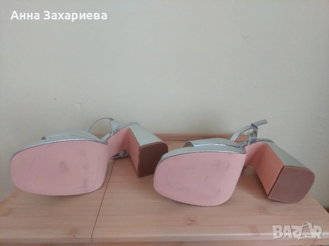 Дамски сребърни обувки на висок ток BENAZA 40, снимка 8 - Дамски обувки на ток - 54421754