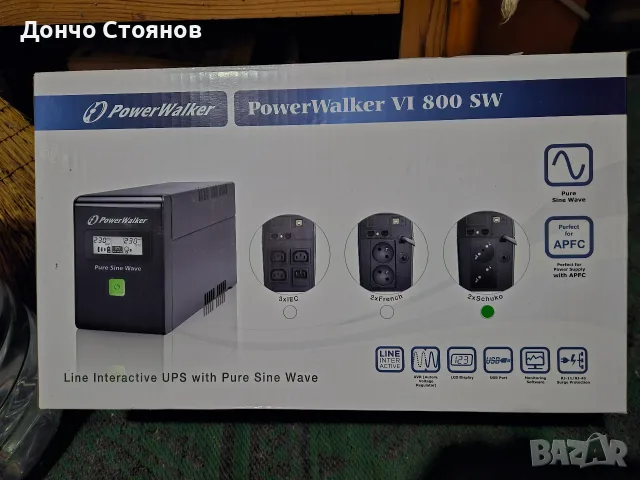 UPS PowerWalker чиста синусоида 800VA 480W, снимка 4 - UPS захранвания - 55649623