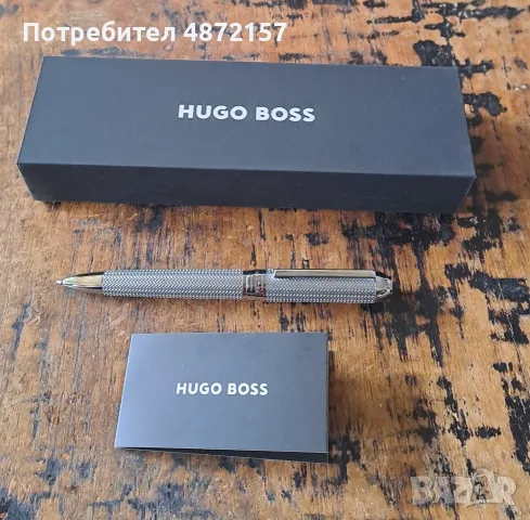 химикалка HUGO BOSS Elemental сребро метал с шарки тип рибена кост