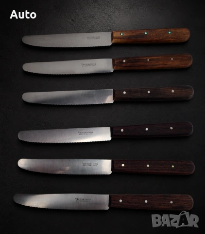 Комплект 6 бр. оригинални швейцарски ножове Victorinox с дървени дръжки