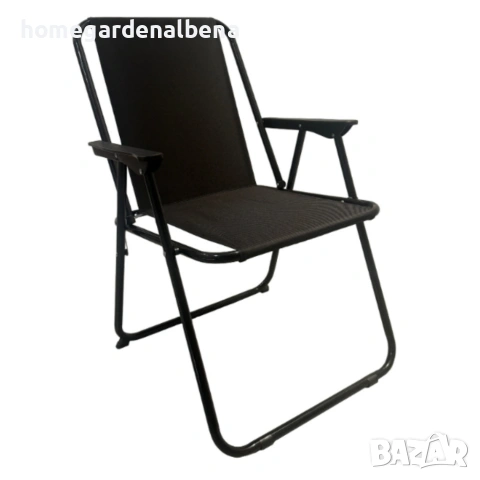 Сгъваем градински стол 53x59x76 см – прахово боядисана стомана, сив или черен, снимка 9 - Градински мебели, декорация  - 54108959