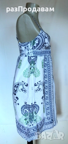 Лятна Рокля с Индийски мотиви и орнаменти на Цветя- 100% Памук- Марка- OUTFIT Fashion- Размер 36- S, снимка 7 - Рокли - 54967232
