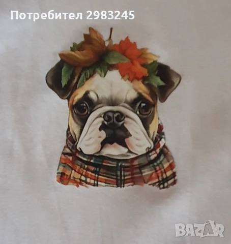 Дамска тениска с шпиц деколте и кученце, снимка 2 - Тениски - 54753909