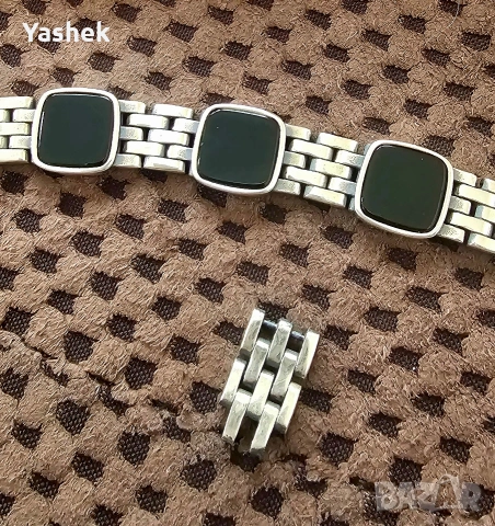 Продавам поръчкова сребърна гривна с черен Оникс, снимка 6 - Гривни - 54210868