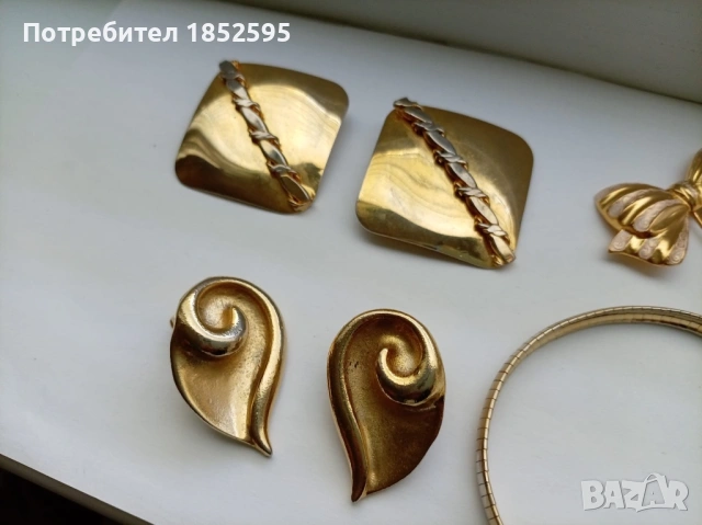 Vintage лот от обеци, гривна, брошка-игла и щипка. , снимка 7 - Обеци - 54721125